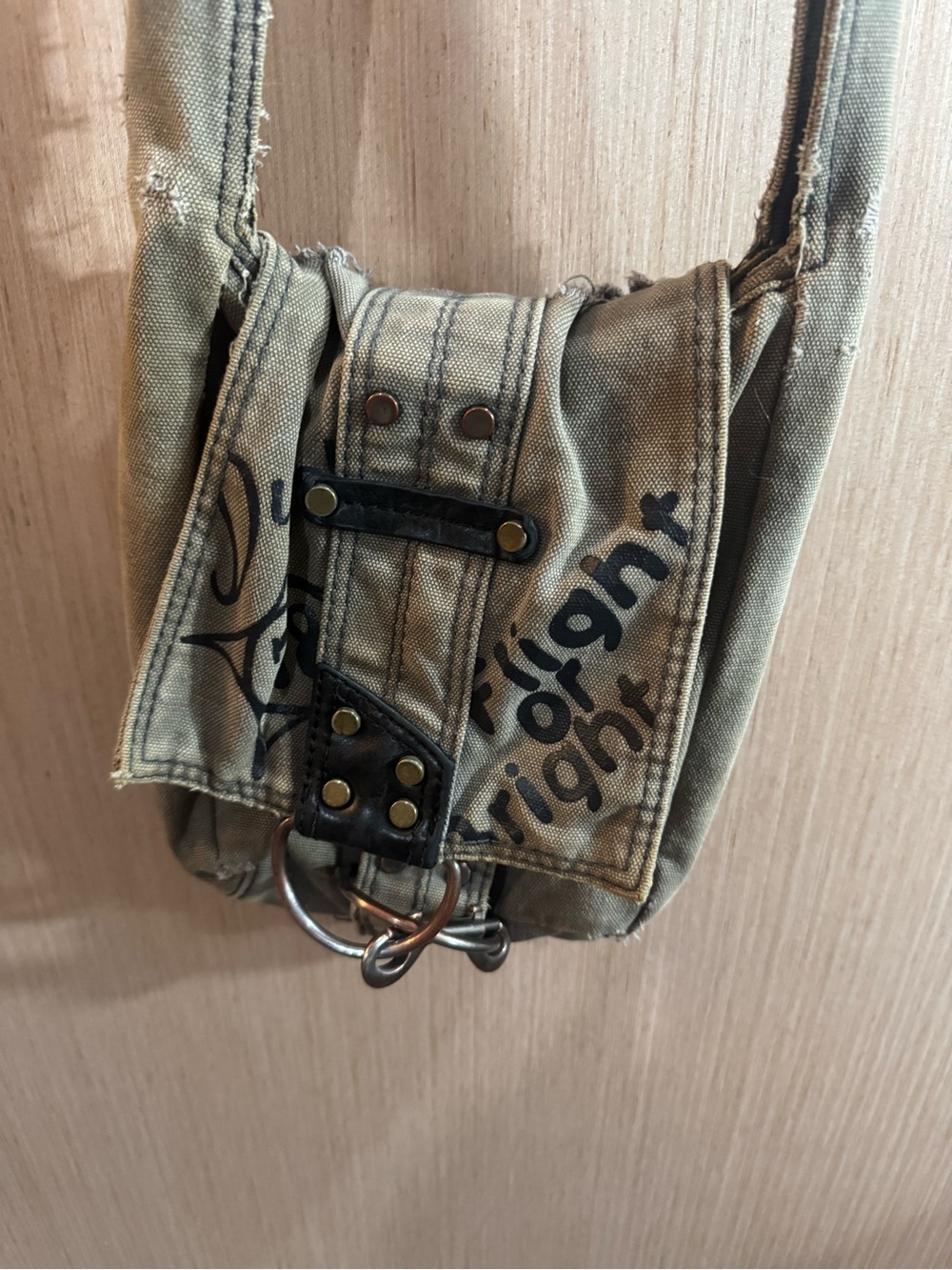Women’s Diesel Canvas Distressed Crossbody Bag in Olive Green